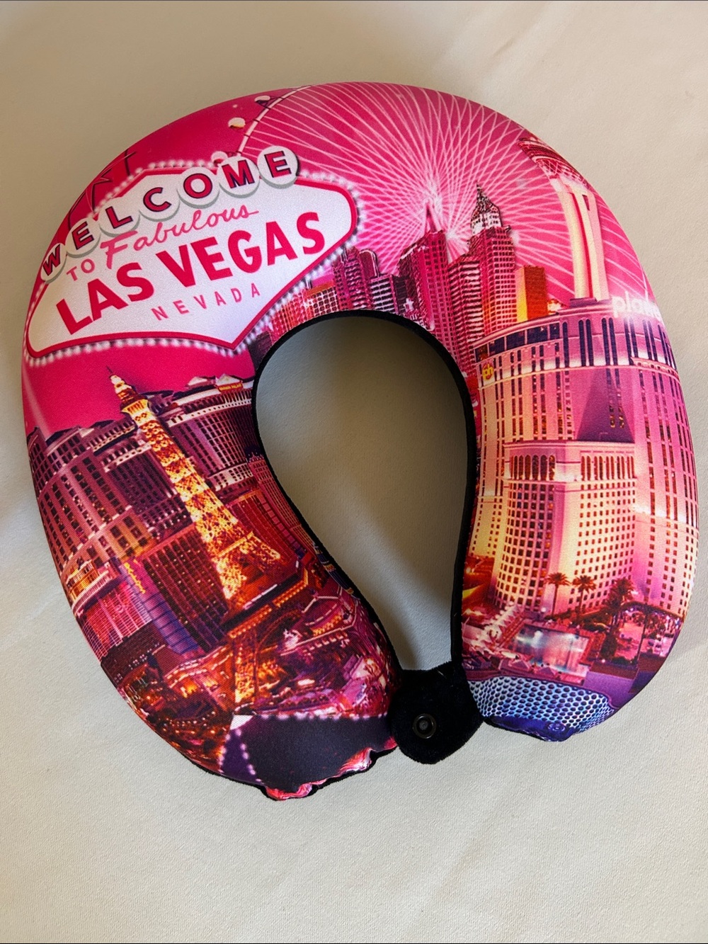 Las Vegas Neon Skyline Travel Neck Pillow